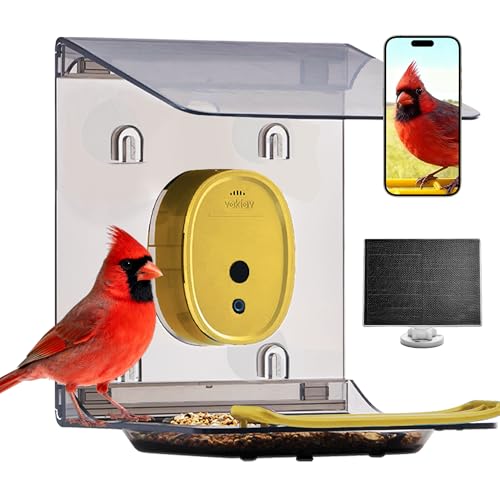 Smart Bird Feeder with Camera Solar Powered,2K UHD Video Live Stream,Easy Set Up,AI Bird Species Identification, Auto Capture Videos&5MP Photos,Instant Alerts,Gifts for Bird Lovers