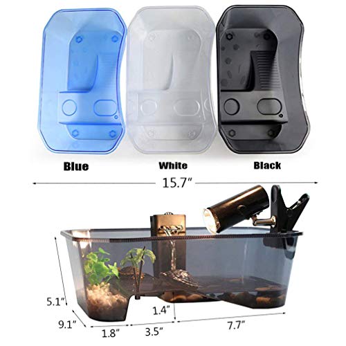 Image of Hamiledyi Turtle Tank Aquarium,Reptile Habitat,Turtle Habitat Terrapin Lake Reptile Aquarium Tank With Platform Plants For Crayfish Crab (Black)