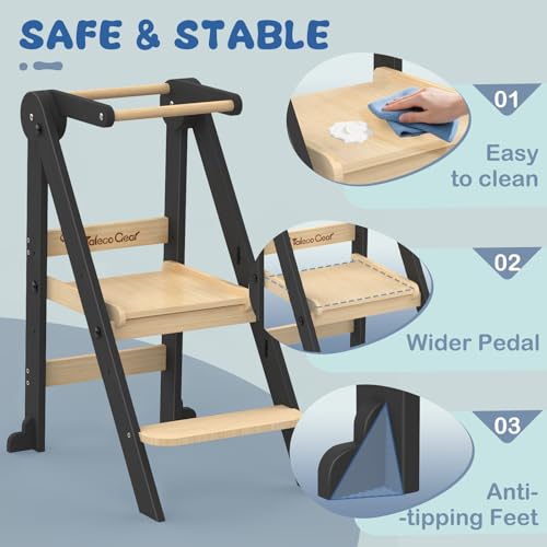 image for Doerpuz Foldable Toddler Kitchen Stool Helper, Toddler Standing Tower 