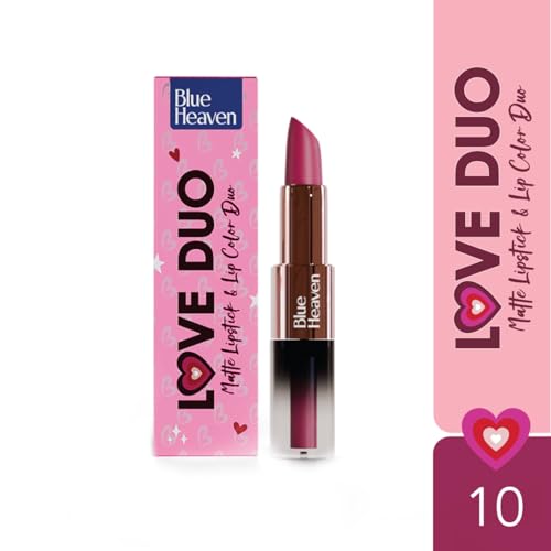 Image of Blue Heaven Love Duo 2 in1 Dual Sided Lipstick for women | Non Transfer| Hydrating and Long Lasting Upto 12 hrs | Soft Matte Finish formula - 10 |1.5ml + 4g