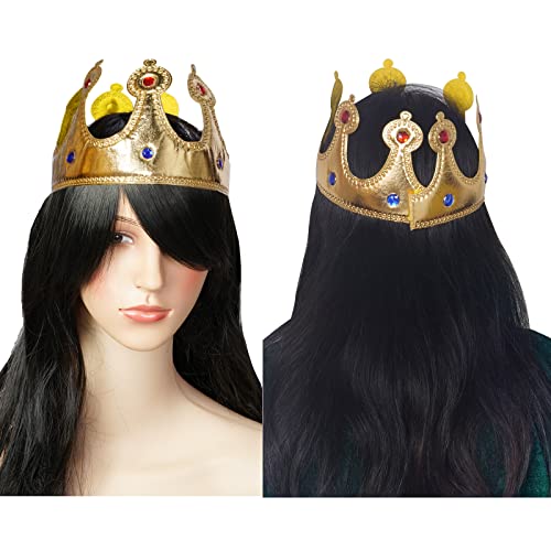 jerbro King's Robe Queen Coat Velvet Coat Costume + Crown King Queen for Women Men Halloween Adults Theme Party Theatre Fancy Dress Cosplay Carnival Fancy Dress Accessories (Green - Image 3
