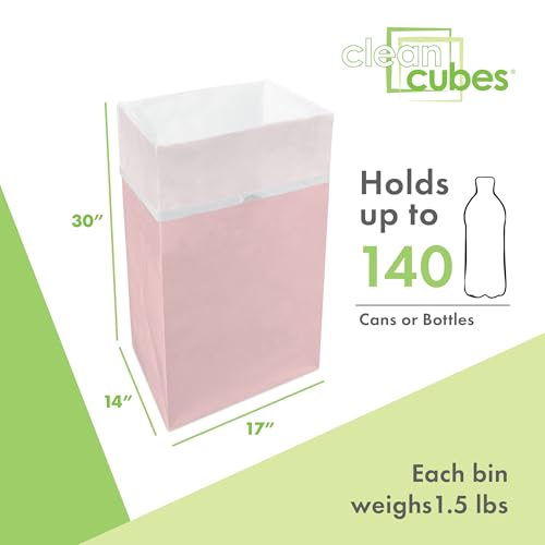 Image of Clean Cubes 30 Gallon Pop-Up Trash Cans 3-Pack, Instant Extra Trash Space | Extra Trash Space Without Mess, No Tape or Assembly Required, Pre-Fitted Liner Inside, Wire-Reinforced Opening, Pink