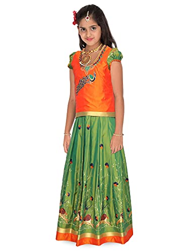 Image of kaatru Thana Silk Girls Pavadai Set (D62) - Lehenga Choli (Prince Size Chart)