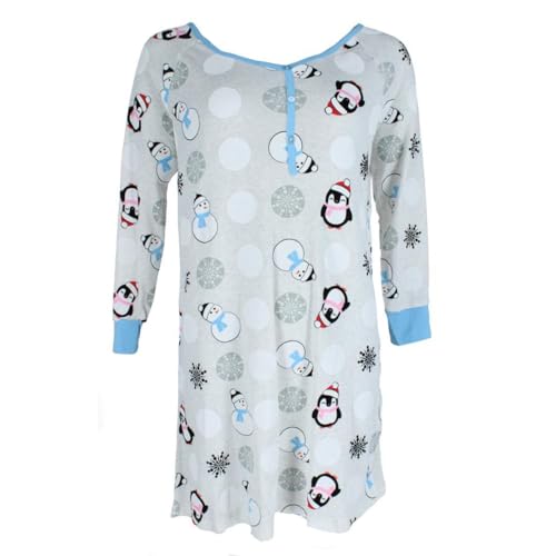 Chemise de nuit Henley bonhomme de neige femme contre le froid