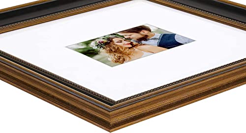 Space Art Deco, Picture Frames For High Definition Glass Display Pictures For Wall Mounting And Table Top (Black/Ornate Gold Design, 14 X 14 Frame With Two White Mats For 11 X 11 Or 5 X 7 Picture, 1 Pack) #TOP5