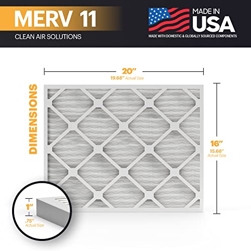 Image of BNX 16x20x1 MERV 11 Air Filter 12 Pack - MADE IN USA - Electrostatic Pleated Air Conditioner HVAC AC Furnace Filters - Removes Dust, Mold, Pollen, Lint, Pet Dander, Smoke, Smog