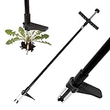 Harbour Housewares Weed Puller - 1m Stand-Up Weeder Hand Tool Aluminium Long Handle, Claw Root Dandelion Remover, Lawn Moss & Weed Extractor, No-Bend Garden Weeder, Black