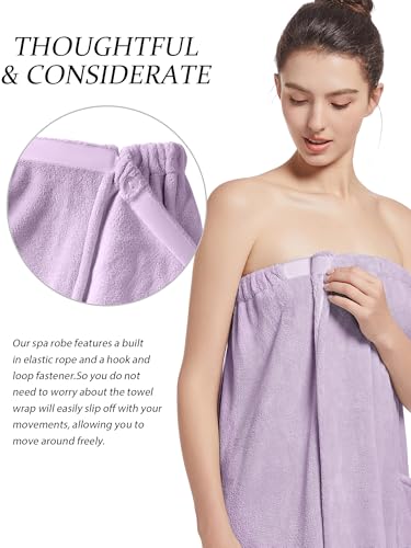 Image of Women'S Soft Wrap Towel Full Length,Bath Robe After Shower Female Plush Long,Spa Bathrobes Lightweight With Pockets