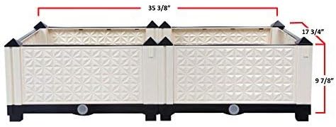 Vegetable and Flower Garden Bed w/Drainer I Weather-Resistant Safe Plastic Indoor & Outdoor Gardening Planter Box for Patio/Deck (Black & White)