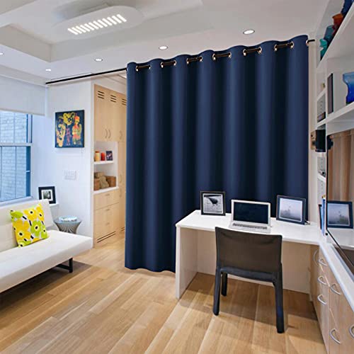 Image of RYB HOME Room Partition Curtains Privacy Blackout Drapes Energy Efficient Odor Reducing Home Decoration for Dorm Studio Office Space, 8 ft Tall x 10 ft Wide, Navy Blue, 1 Panel