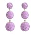 Vagbalena Boucles d'oreilles femme raphia boucles d'oreilles rondes filles été plage boucles d'oreilles faites à la main géométrique paille osier tressé boucles d'oreilles (Violet,Une Taille)