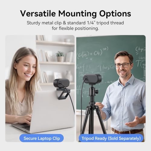 EMEET C100 1080P Webcam for PC w/Rotating Privacy Cover, Mic & Metal Clip — view 4
