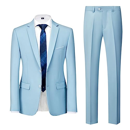 Men's Casual Suit Suit Pants 2-Piece Set Men's Solid Color Wedding Two Button Suit Suit Pants Casual Business Dress3