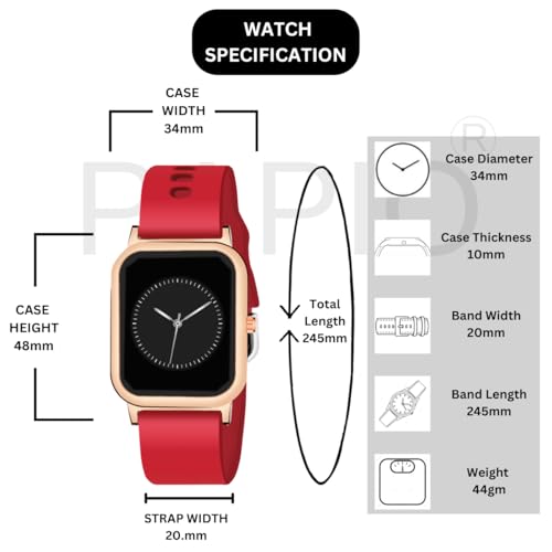 Image of PAPIO Rectangle Dial Analog Women's Fashion Wrist Watches, Silicone Strap, Quartz Movement
