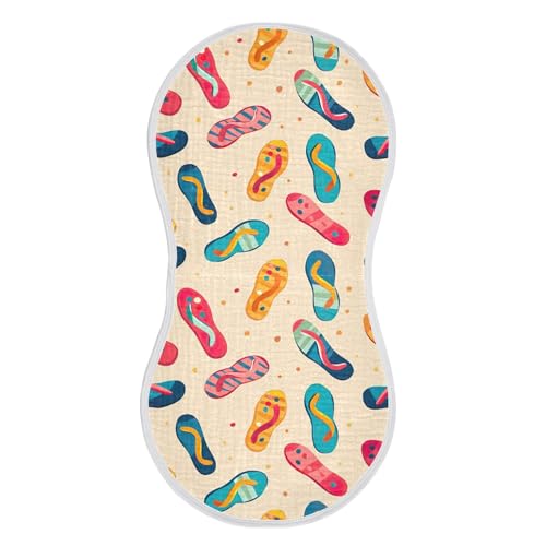 xigua Colorful Flip Flops Pattern Baby Burp Cloths for Newborn Boys and Girls 4 Pack, Soft & Absorbent Cotton Baby Burp Cloth, Baby Washcloths, Newborn Towel, Burp Rags