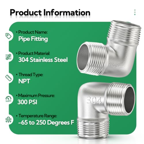TAISHER 10PCS 304 Stainless Steel 90 Degree elbow,1" NPT Male × 1" NPT Male Thread Pipe Fitting by TAISHER - Used condition - Image 3