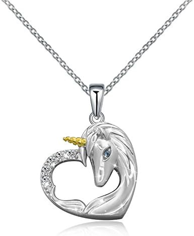 925 Sterling Silver Unicorn Pendant Necklace Jewelry for Women Gi...