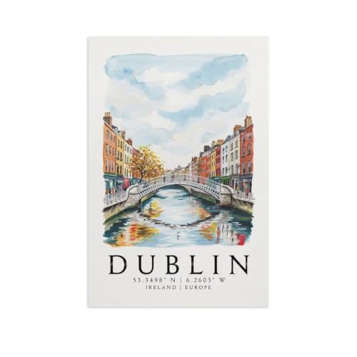 Affiche vintage Dublin paysage urbain pour créer une ambiance cosy de chambre