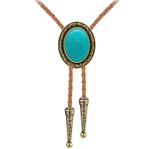 Image of GelConnie Native American Bolo Tie Rodeo Cowboy Leather Necktie Western Necklace Costume Accessories for Men,Women
