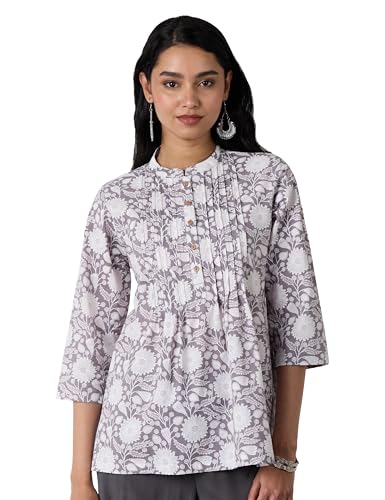 Image of Amazon Brand - Myx Women Cotton Printed A-line Short Kurti (Available in Plus Sizes)