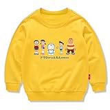 [NCWSDW] ドラえもん 子供服 春秋 スウェット 長袖 クルーネック 男の子 女の子 綿100% キッズ 薄手 カジュアル 小学生 トップス プレゼント イエロー 130CM