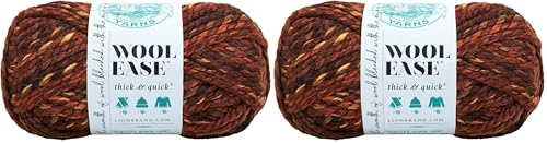 Image of Lion Brand Yarn Wool-Ease Thick & Quick Yarn, Soft and Bulky Yarn for Knitting, Crocheting, and Crafting, 1 Skein, Sequoia (Pack of 2)