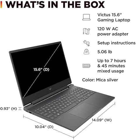 Image of HP Victus Gaming Laptop, 15.6-inch FHD IPS 144Hz, AMD Ryzen 5-8645HS, NVIDIA GeForce RTX 4050, Wi-Fi 6, Backlit KB, Win11 Home, w /Mouse Pad (8GB RAM |512GB PCIe SSD)