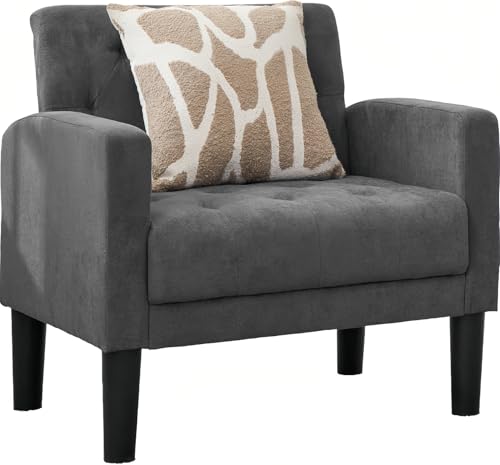 GRAVFORCE Ohrensessel Sessel Wohnzimmer Schlafzimmer Polstersessel bequem und modern, Armchair Büro Loungesessel Clubsessel 136 KG belastbar Stoff, Dunkelgrau