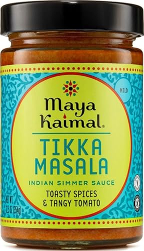 Maya Kaimal Tikka Masala Sauce, Mild Indian Simmer Sauce with Tomato and GaramMasala Spices. Vegetarian, Gluten Free, 12.5 oz