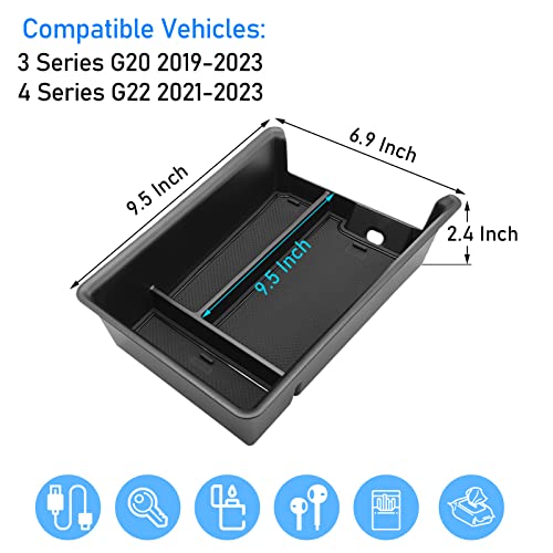 Yumzeco Centre Console Organizer Compatible with BMW Console Organizer Tray 3 Series G20 G21 2019-2025/4 Series G22 i4 G26 2021-2025/ i3 G28 2023-2025, Center Storage Box for 3'G20 G21 for 4'G22 - Image 2