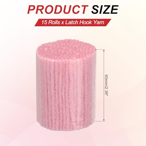 Image of MECCANIXITY 15 Rolls Latch Hook Yarn, 3mm Pink Latch Hook Kit Yarn Precut Hook Rugs Making Crochet Bundles for Rug Adults Beginners Tapestry DIY Craft