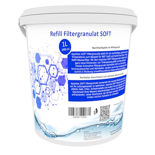 Refill Filtergranulat Ersatz für BWT soft und Aarke Pure Clean + Taste SOFT Filtergranulat von Aquintos (1L Eimer)