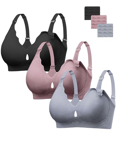 Image of HBselect Nursing Bras for Breastfeeding 3 Pack Women Maternity Jelly Bras | Wireless Classic Jelly Support Nursing Bra, Seamless Scalloped Maternity Bras, Comfort Pregnancy Sleep Bralette with Extender