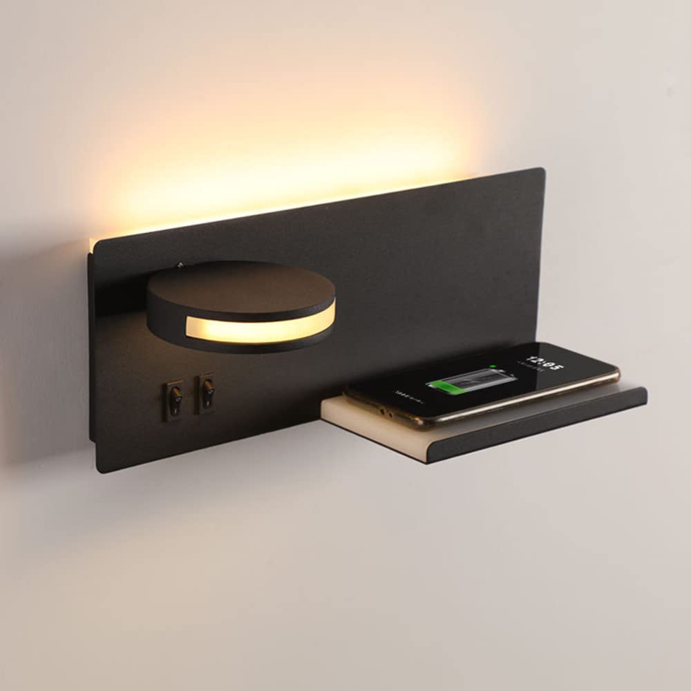 Winlams Wireless Charging Wall Lamp Bedroom Bedside USB Rotating Wall Lamp Reading Lamp Study Room Switch Modern Multifunctional Hotel (Left)