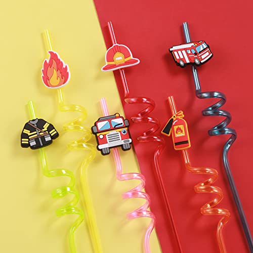 24 pitillos para fiesta temáticos de camión de bomberos miniatura 2