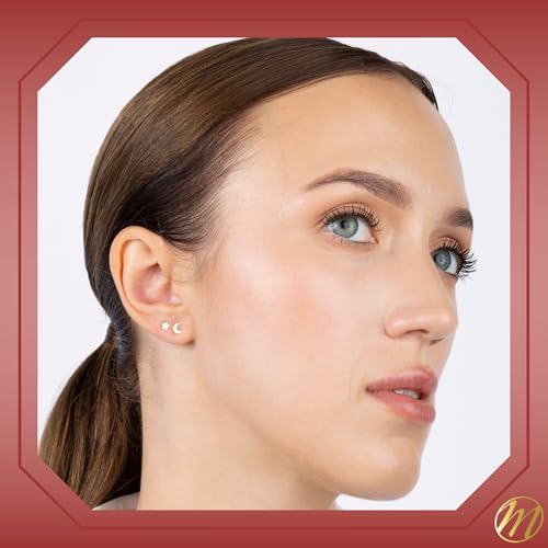 14k Yellow Gold Tiny Star Moon Earrings Stud Shiny Polished Screwback Closure4