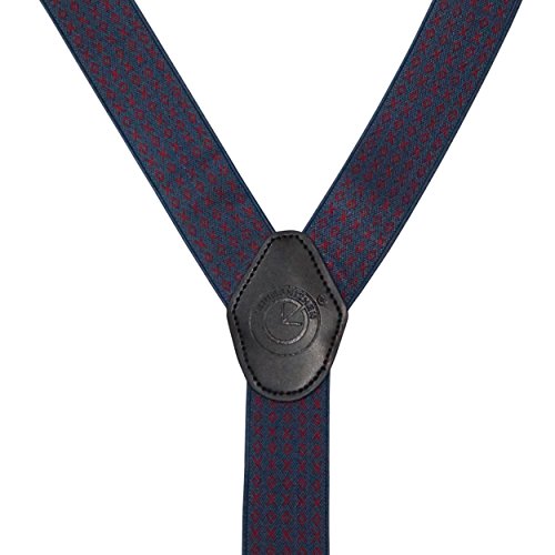 Image of The Tie Hub Tic Tac Toe - Blue /Maroon Clip On Suspenders For Men