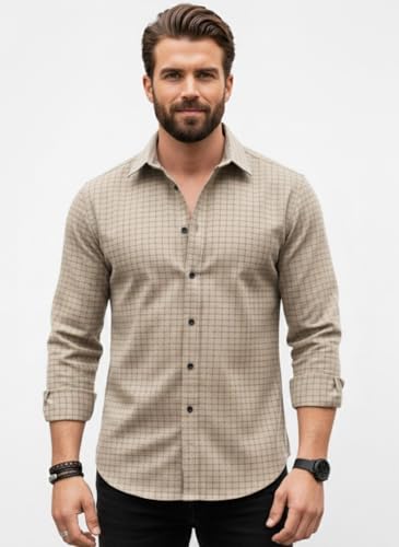 Image of Amazon Brand - INKAST Men's Slim Fit Button Down Dress Shirts Textured Long Sleeve Casual Hawaiian Shirt