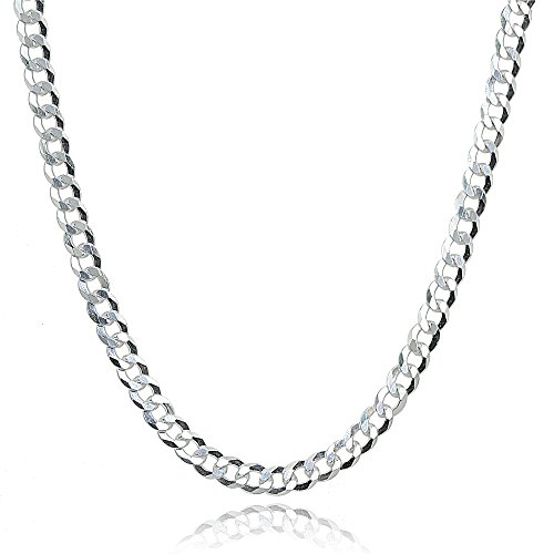 Hoops & Loops 925 Sterling Silver Italian 2.5mm Diamond-Cut Cuban Curb Link Chain Necklace for Men Women (16, 18, 20, 24-Inches)