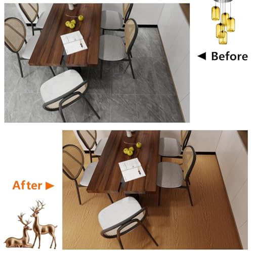 Image of Self-Adhesive Vinyl Flooring & Walls Covering, Waterproof, Removable Oil-Resistant Floor Sticker,Peel Stick Wallpaper for Kitchen Living Room Floor Stickers (Acacia, 60 x 300 cm)