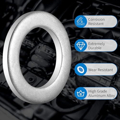 Image of M14 Oil Drain Plug Gaskets Crush Washers Seals for Honda Accord Civic CRV CR-V Acura Odyssey Pilot Fit Ridgeline Element, Replacement for the Part # 94109-14000, 10 Pcs Used for Oil Change