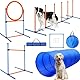 KALDJKS Agility Set Hunde, Teiliges Set Agility-Ausrüstung für Hunde, Slalom, Agility Hürde, Sprungring & Hundetunnel, Perfekt für den Park, Interessant Spiele, Hundetraining Spiele