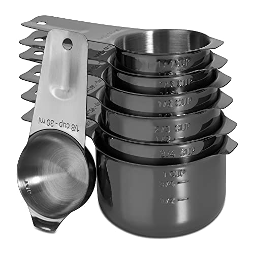 Image of 7-Piece 18 /8 Stainless Steel Measuring Cups Set, Dark Gray
