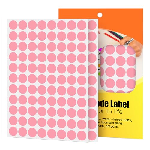 WANSTE Pink Dot Stickers 3/4 Inch,Round 1320 Pcs Color-Coding Labels,Sticky Circle Dots for Office,Classroom,Library Organization
