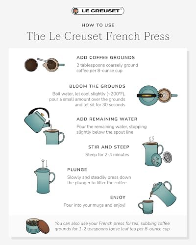 Le Creuset Stoneware French Press, 34 oz., Sea Salt - 5