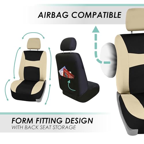 image for FH Group Automotive Seat Covers Beige Black Universal Fit Seat Cover C