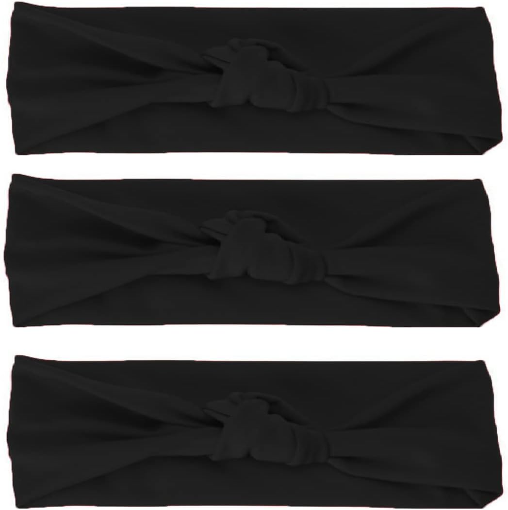 Nyamah Sales Women and Girls Cotton Hairband Elastic Head Bands Ladies Hair Styling Band Hair Accessories Pack of 3 (Black)