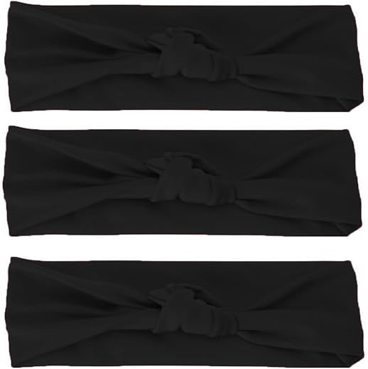 Nyamah Sales Women and Girls Cotton Hairband Elastic Head Bands Ladies Hair Styling Band Hair Accessories Pack of 3 (Black)