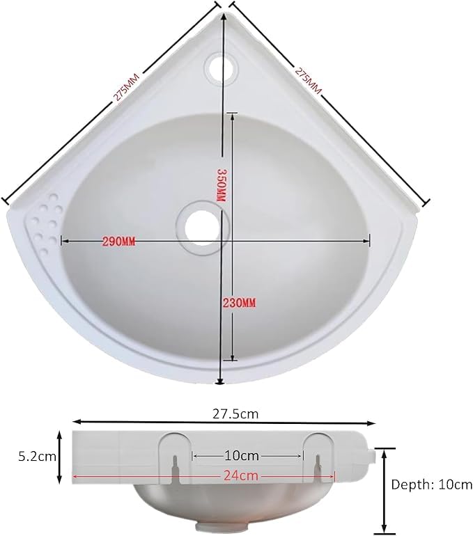 Lavabo In Plastica Colorata a Muro - Mini Lavamani Ad Angolo per Camper, Giardino, Campeggio, Cantina