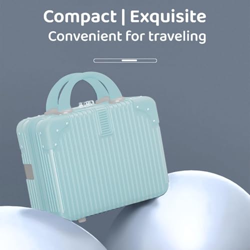 Image of Portable Hard Shell Cosmetic Travel Case, Small Travel Hand Luggage with Elastic Band, Mini ABS Carrying Makeup Case Suitcase (B-Sky Blue)
